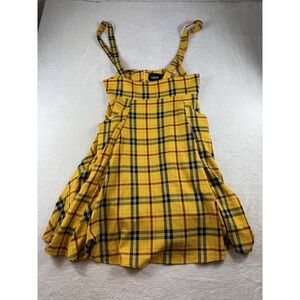 Collectif London 4XL Yellow Plaid Suspender Skirt Skater Mini Schoolgirl Punk